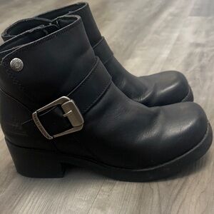 Harley Davidson 84180 Side Zip Black Leather Motorcycle Boots Sz 8